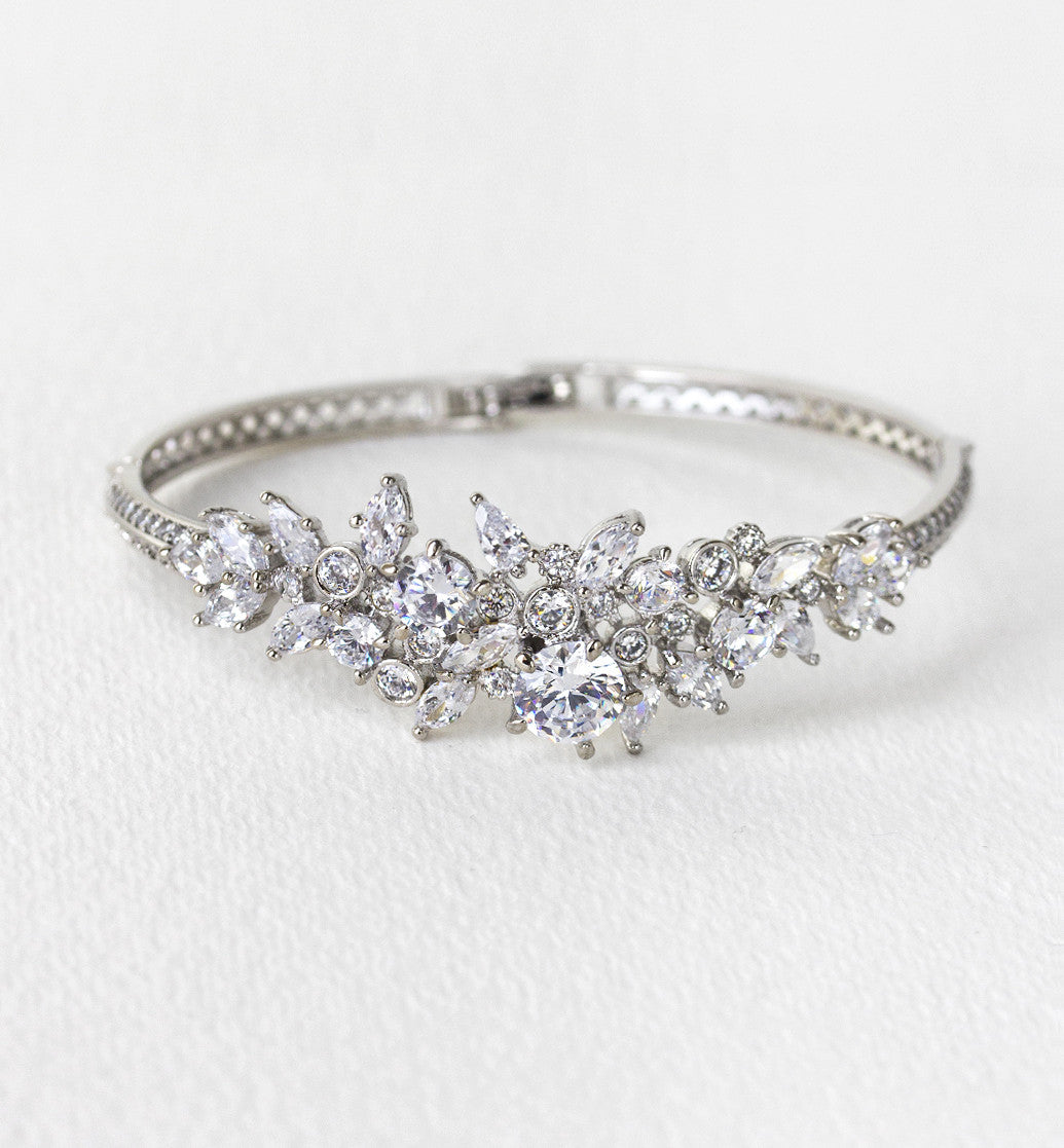 Fleur Crystal Bangle Bracelet - Amy O. Bridal