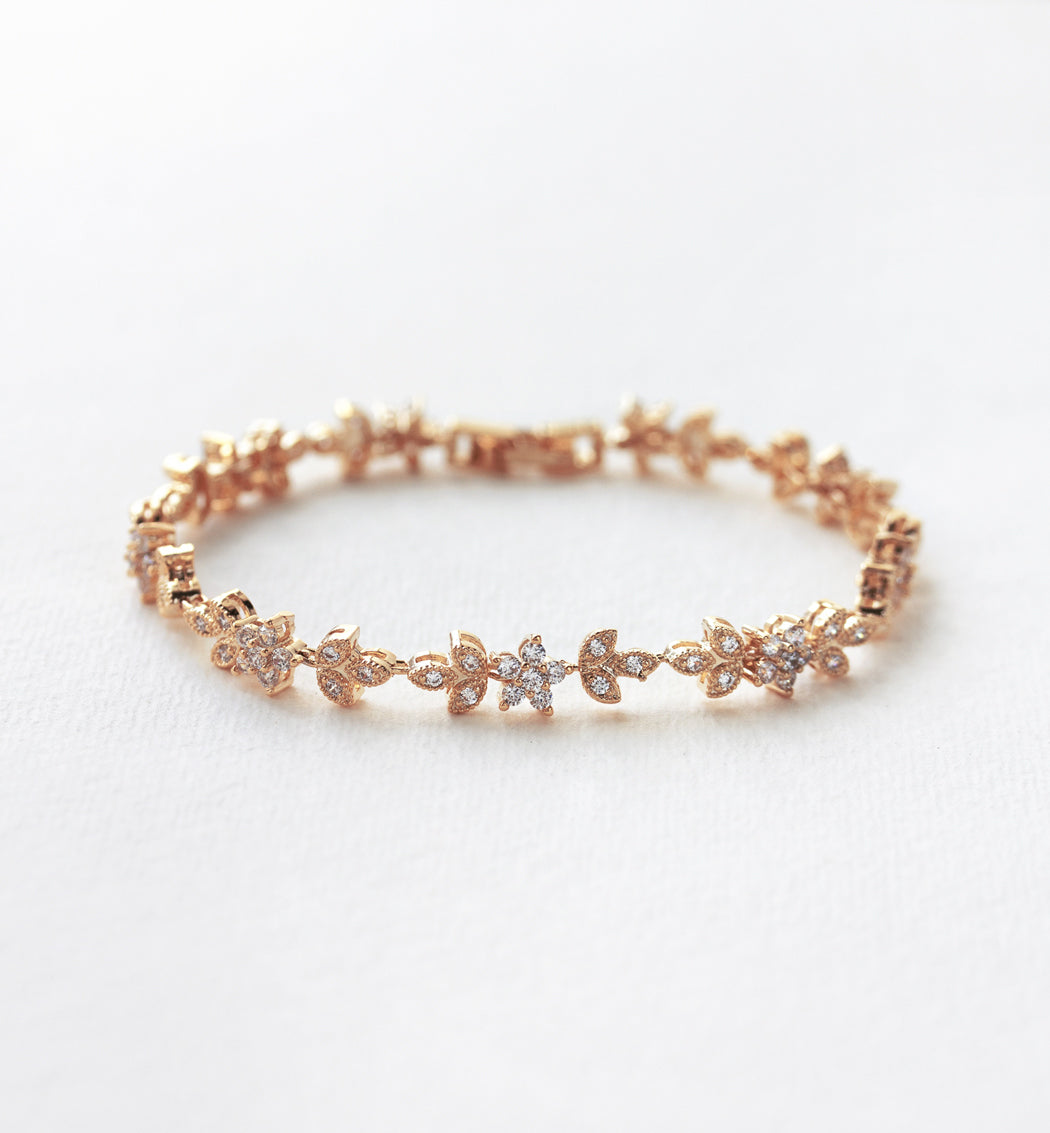 Aria Floral Crystal Bracelet - Amy O. Bridal