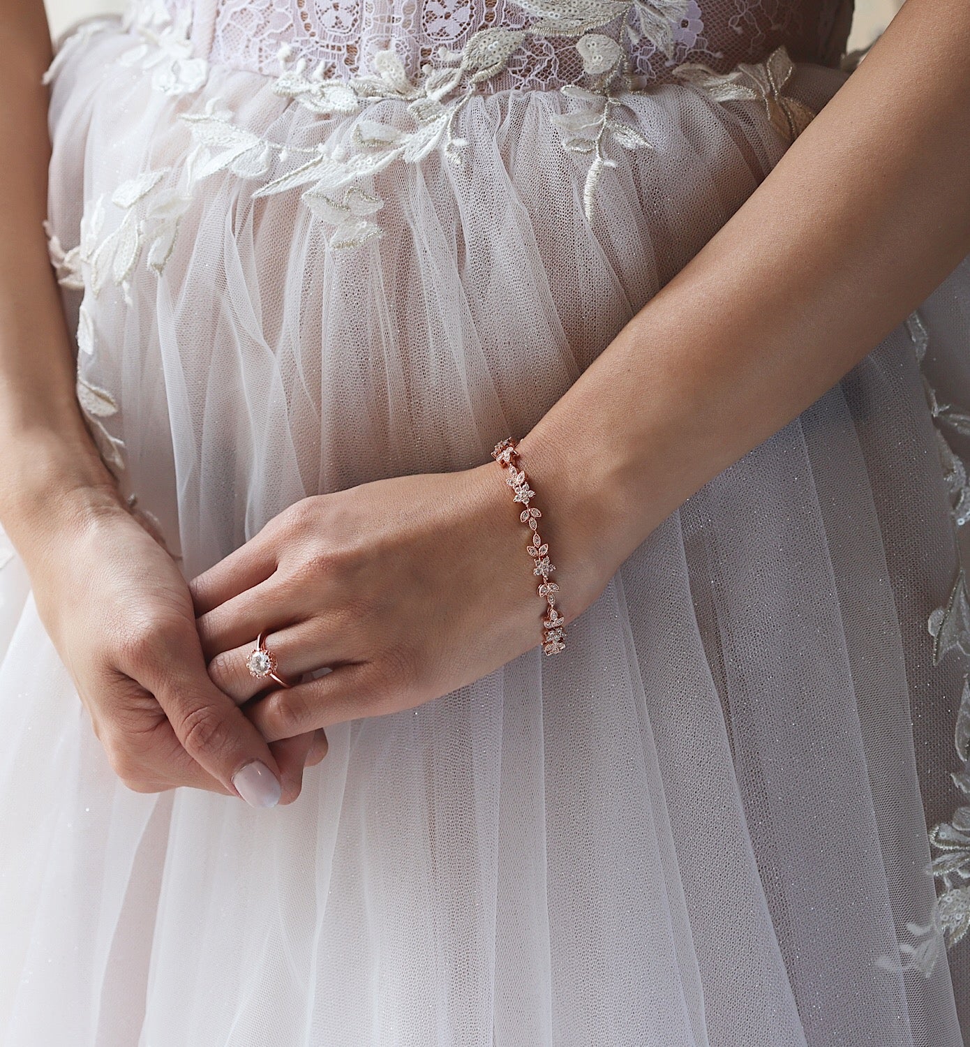 Aria Floral Crystal Bracelet - Amy O. Bridal