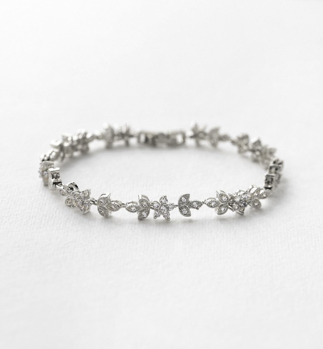 Aria Floral Crystal Bracelet - Amy O. Bridal