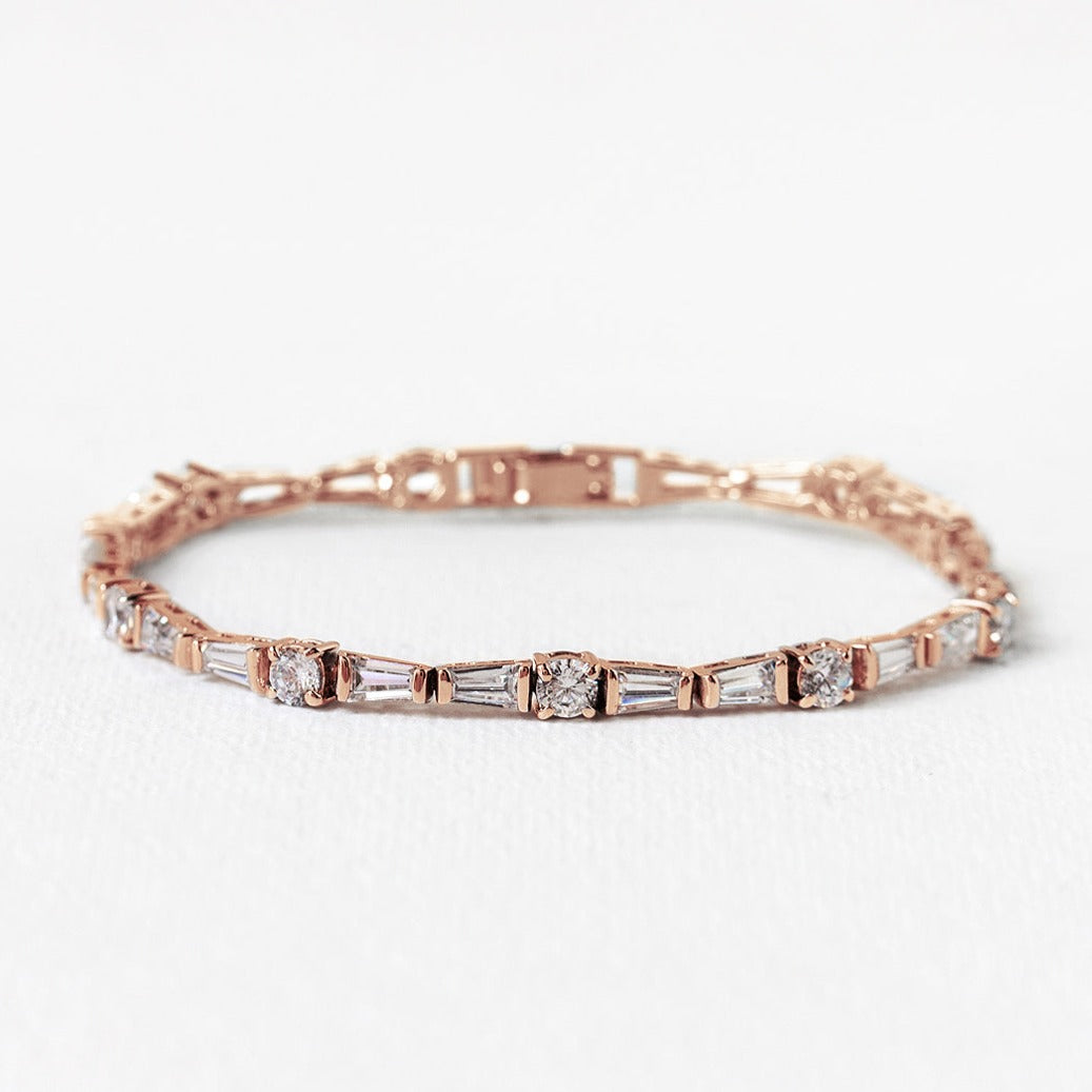 Deco Tapered Baguette Tennis Bracelet - Amy O. Bridal