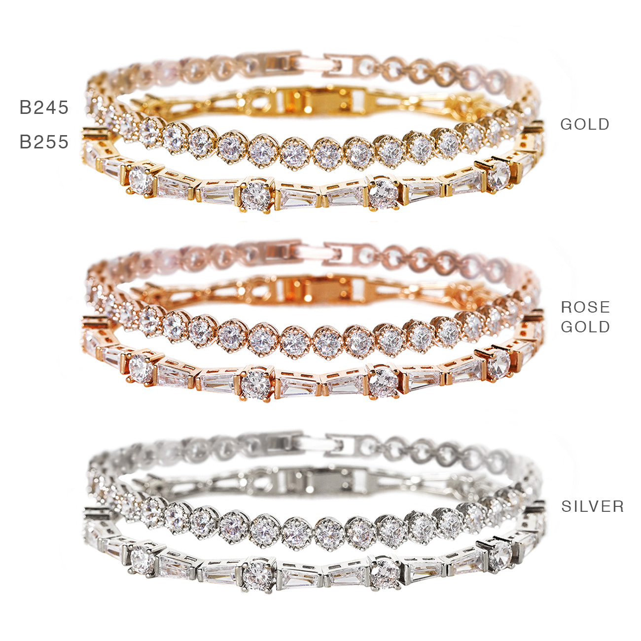 Deco Tapered Baguette & Regal Tennis Bracelets