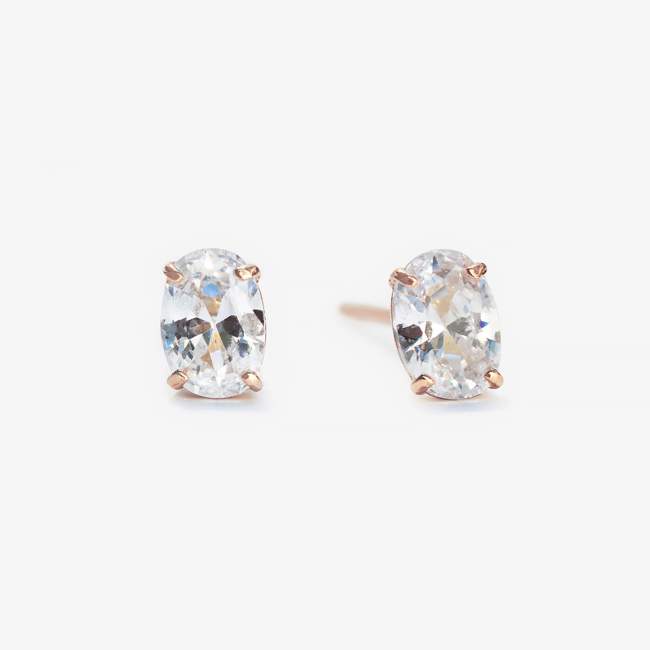 Noelle Solitaire Oval Stud Earrings