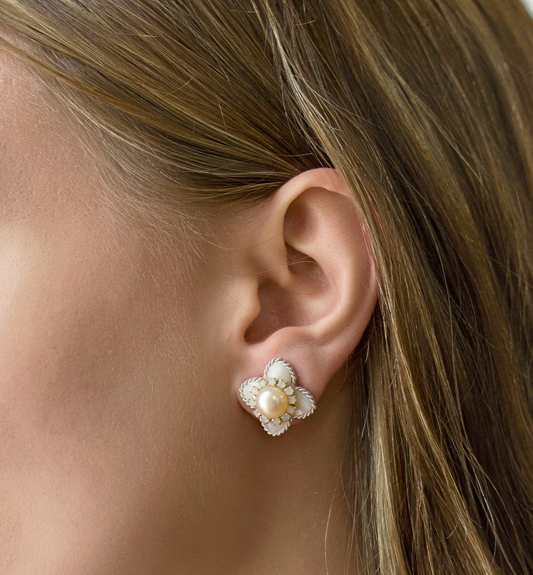 Flora Mother of Pearl Stud Earrings - Amy O. Bridal