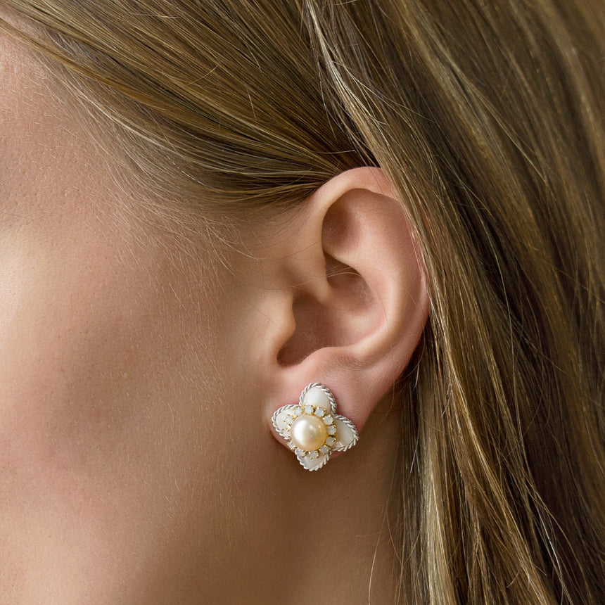 Flora Mother of Pearl Stud Earrings