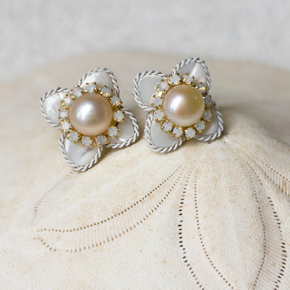 Flora Mother of Pearl Stud Earrings - Amy O. Bridal