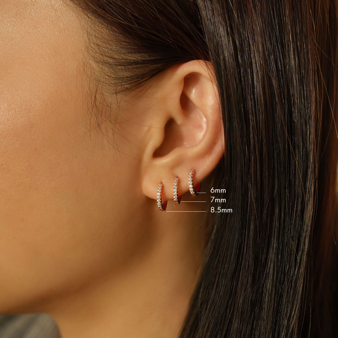 Fancy Thin CZ Hoop Earring – Adina Eden