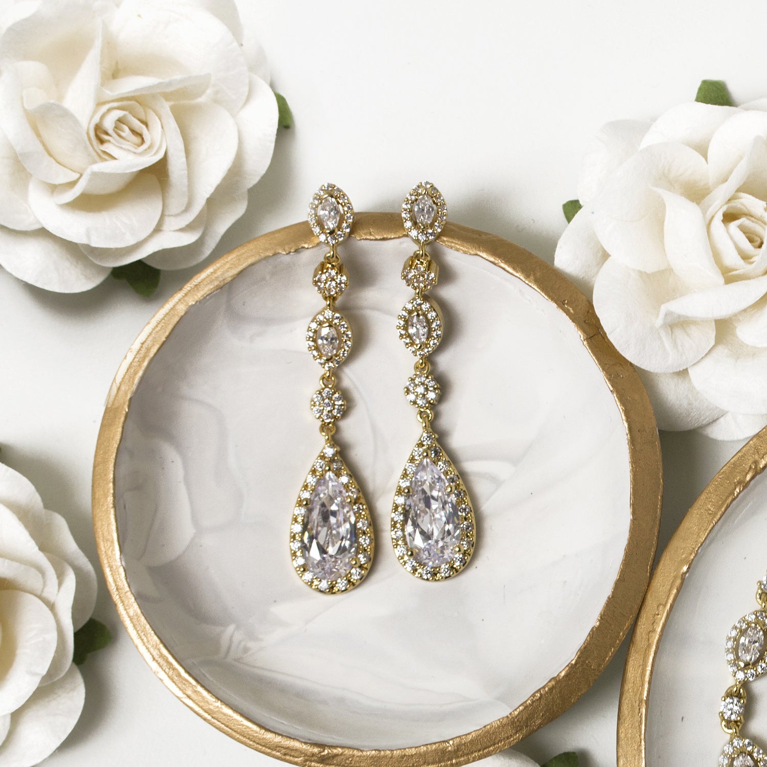 Buy Bridal Jewelry, Rose Gold Earrings, Long Drop Earrings, Wedding  Jewelry, Teardrop Earrings, Wedding Earrings, Crystal Earrings, E146 Online  in India - Etsy