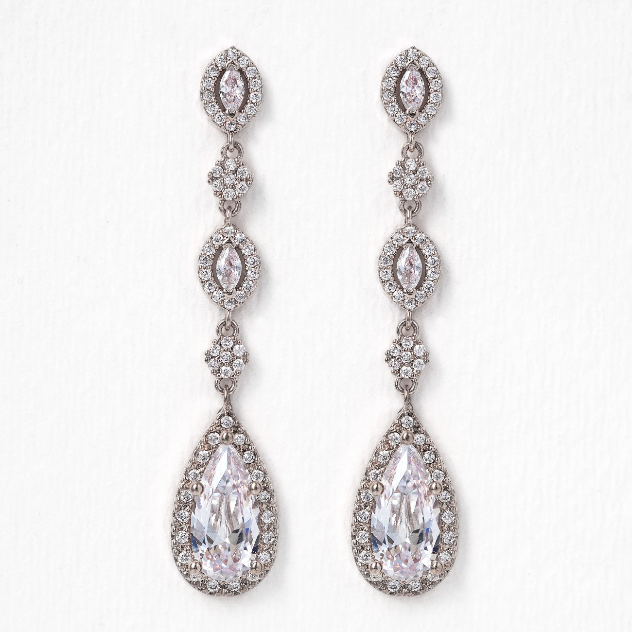 Long silver diamond earrings Clearance