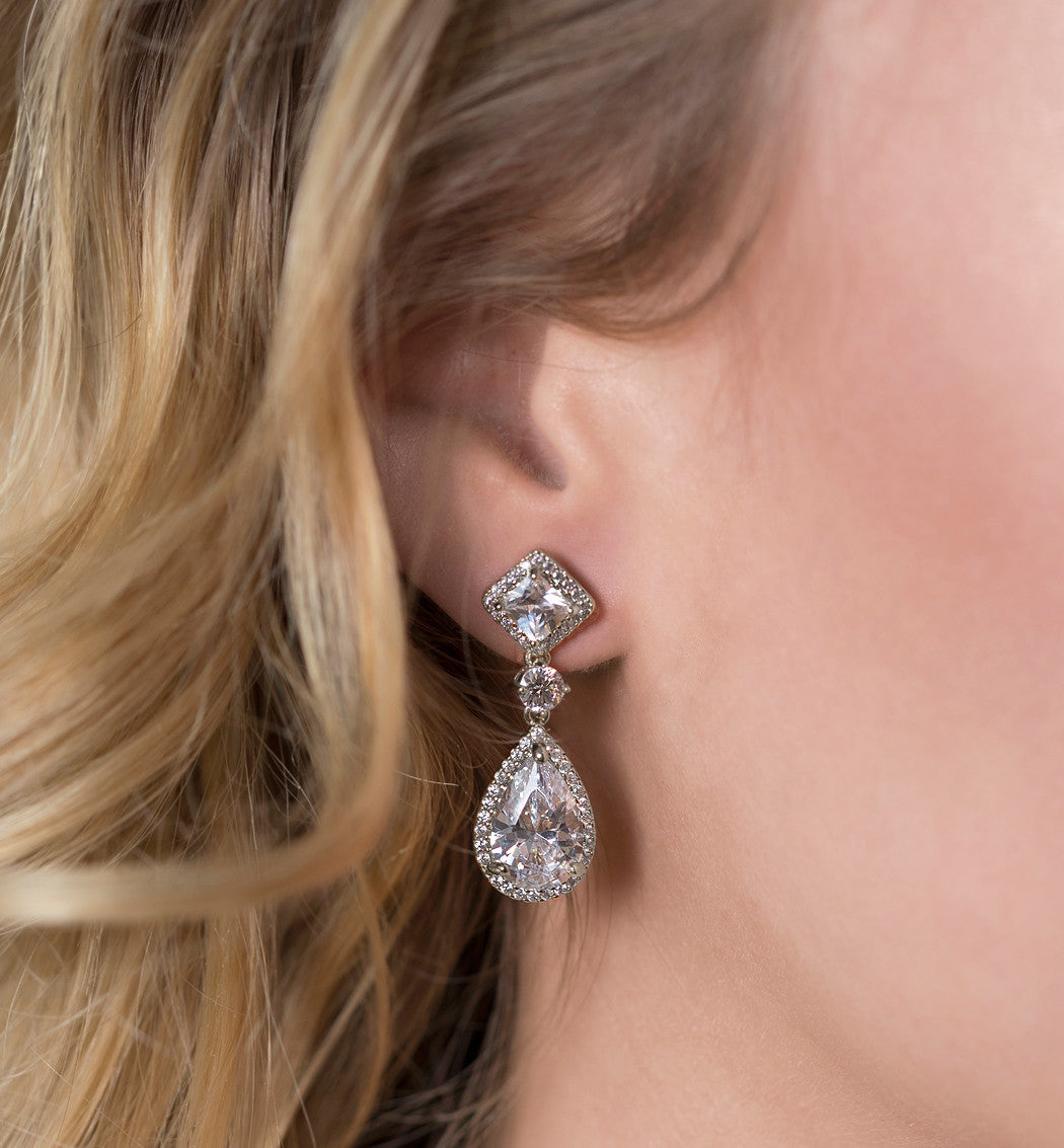 Regal Princess Cut Earrings - Amy O. Bridal