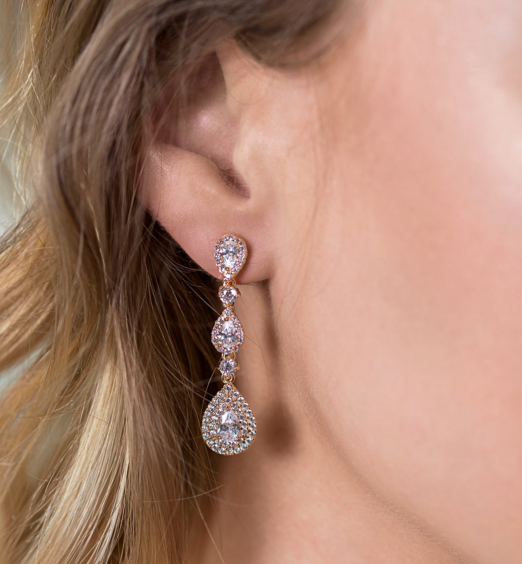 Margaux Linear Teardrop Earrings - Amy O. Bridal