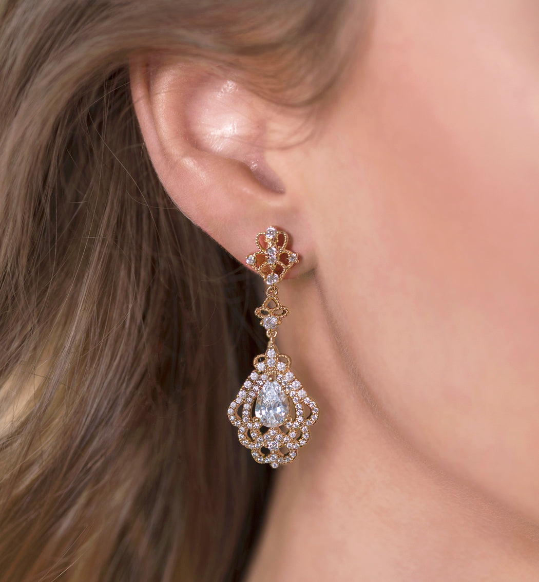 Deco Vintage Drop Earrings - Amy O. Bridal