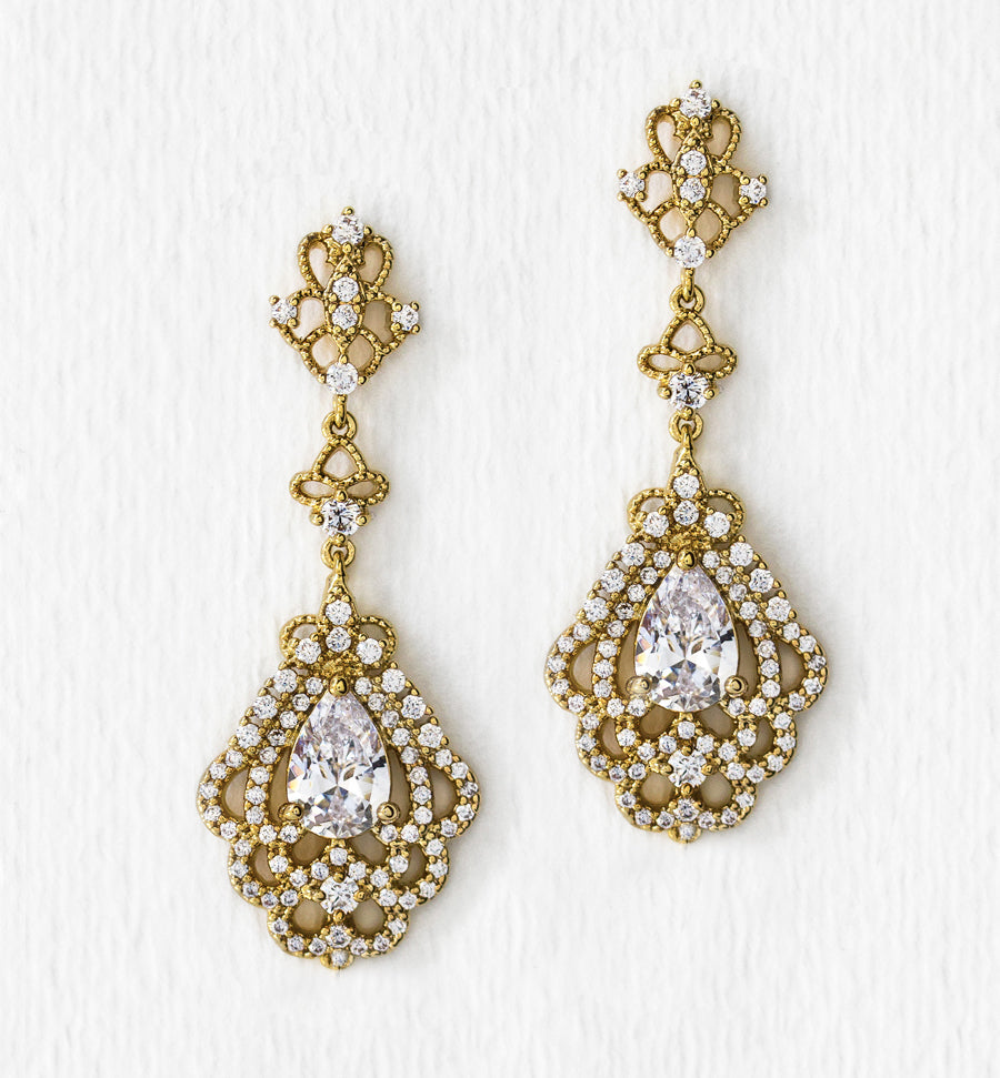 Deco Vintage Drop Earrings - Amy O. Bridal