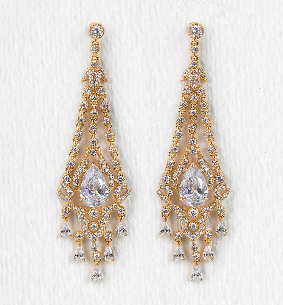 Bridal Jewelry | Gold Statement Chandelier Earrings – AMYO