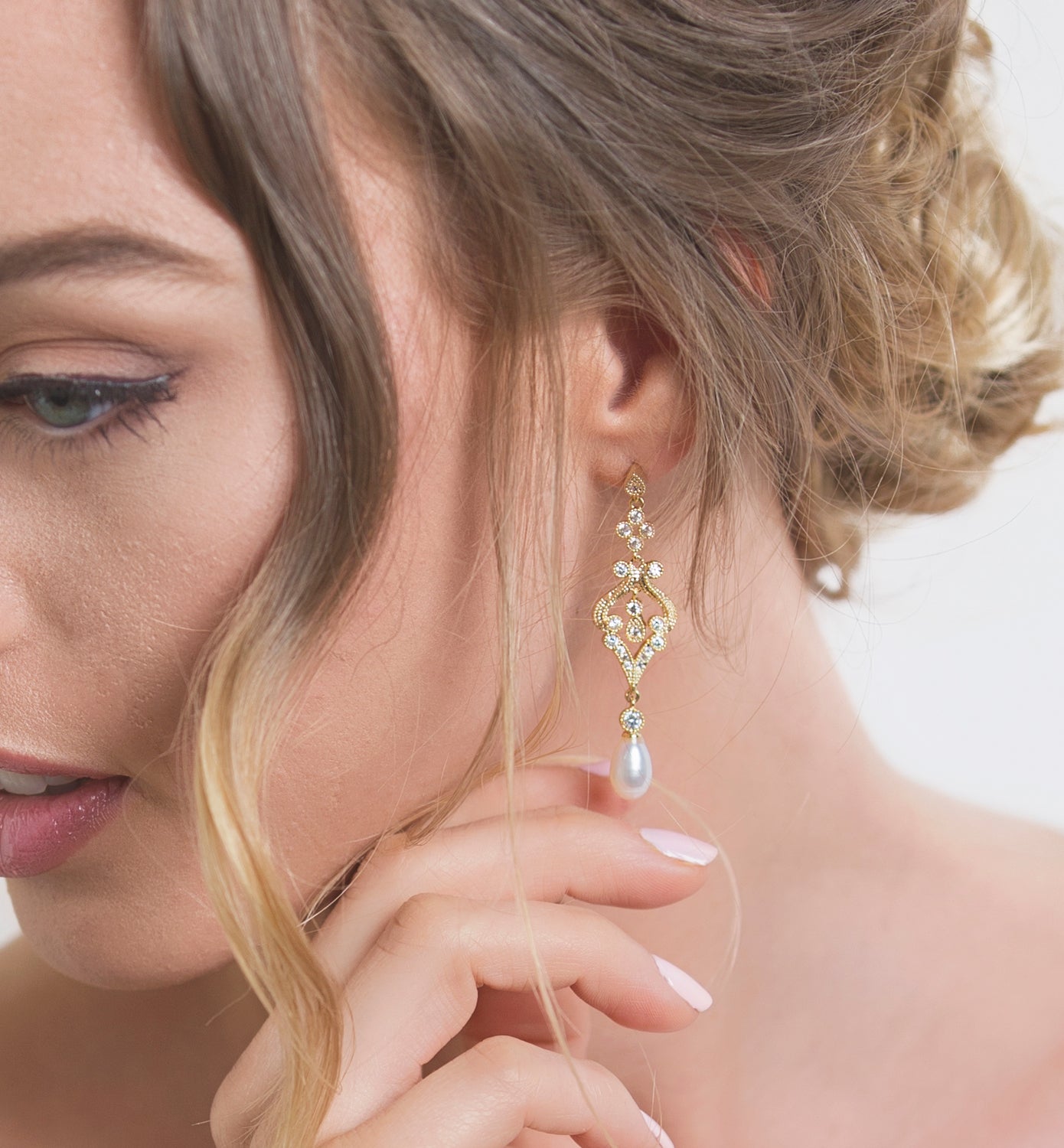 Gold Teardrop Pearl Earrings | Chupi