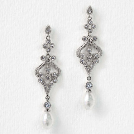 Jolie Vintage Pearl Long Drop Earrings