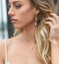 Jolie Vintage Pearl Long Drop Earrings - Amy O. Bridal