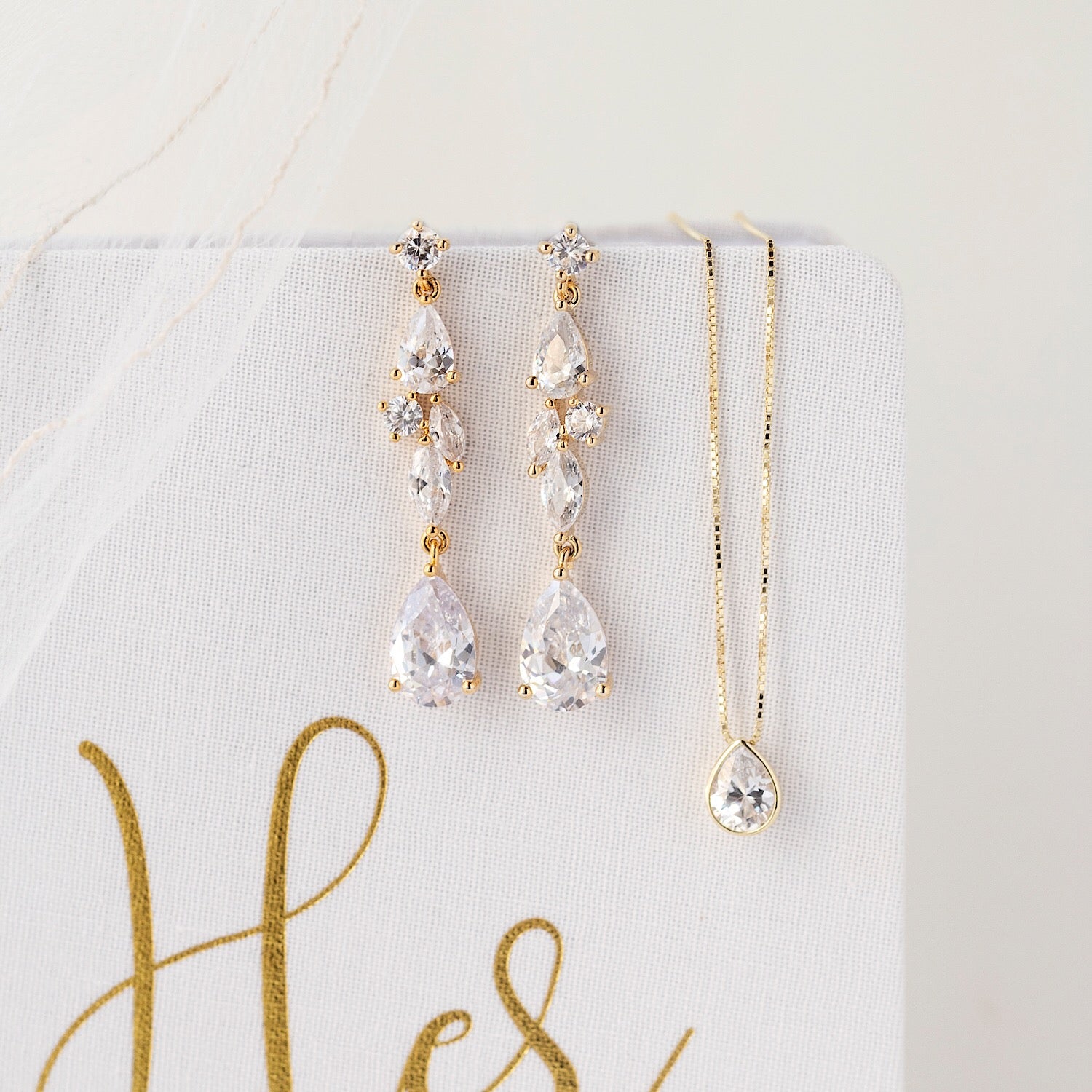 Mosaic Crystal Drop Earrings - Amy O. Bridal