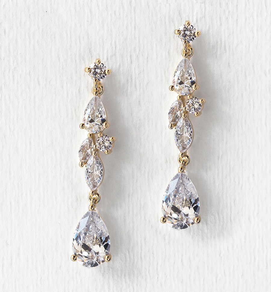 Buy Bridal Earrings, Wedding Earrings, Crystal Leaf Dangle Earrings, Long Teardrop  Earrings, Bridal Jewelry, Rose Gold Drop Earrings, KAILIN Online in India -  Etsy