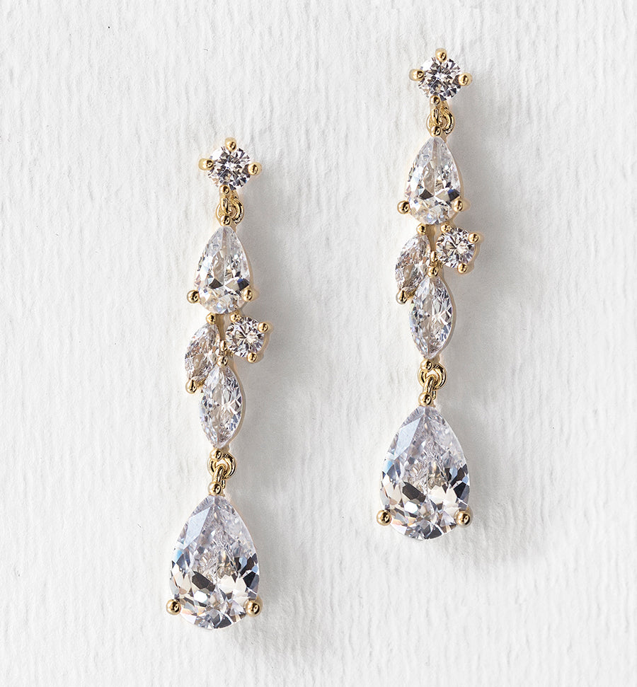 Mosaic Crystal Drop Earrings - Amy O. Bridal