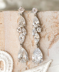 Mosaic Crystal Drop Earrings - Amy O. Bridal