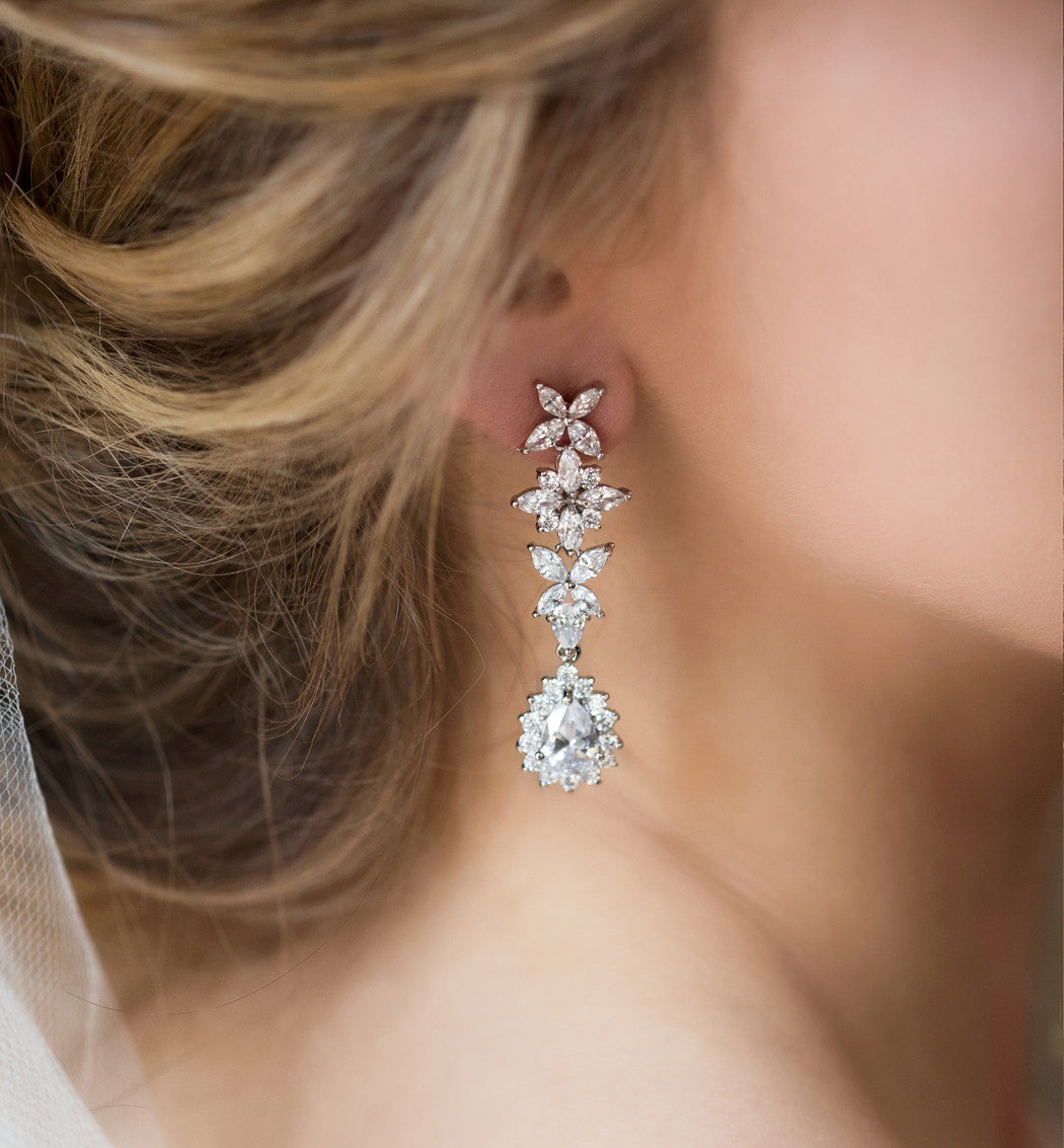 Fleur Teardrop Earrings - Amy O. Bridal