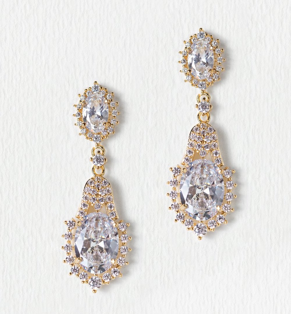 Cleo Crystal Drop Earrings - Amy O. Bridal