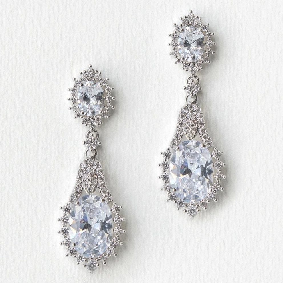 Cleo Crystal Drop Earrings - Amy O. Bridal
