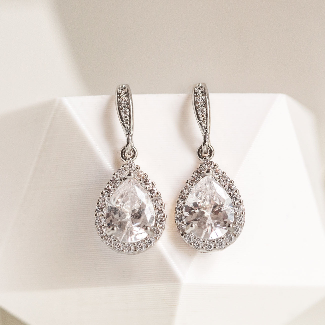 Bridesmaids Earrings Teardrop Pear Dangle Drop Earrings AMYO Bridal