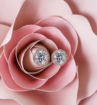 Sophia Round Crystal Stud Earrings - Amy O. Bridal