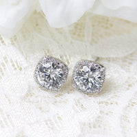 Beau Cushion Stud Earrings - Amy O. Bridal