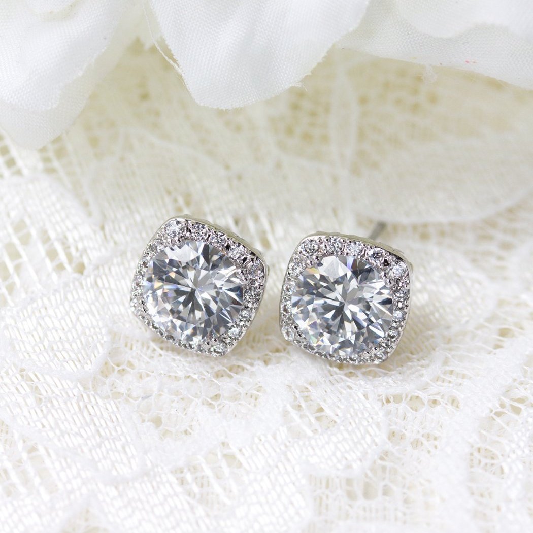 Beau Cushion Stud Earrings - Amy O. Bridal