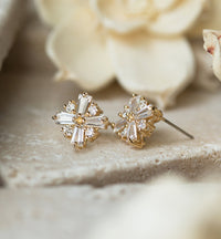 Deco CZ Stud Earrings - Amy O. Bridal