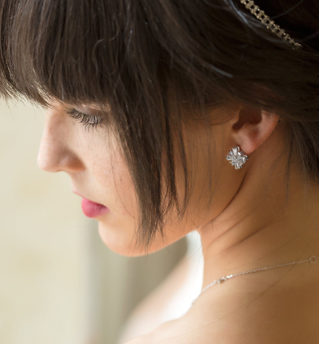 Deco CZ Stud Earrings - Amy O. Bridal
