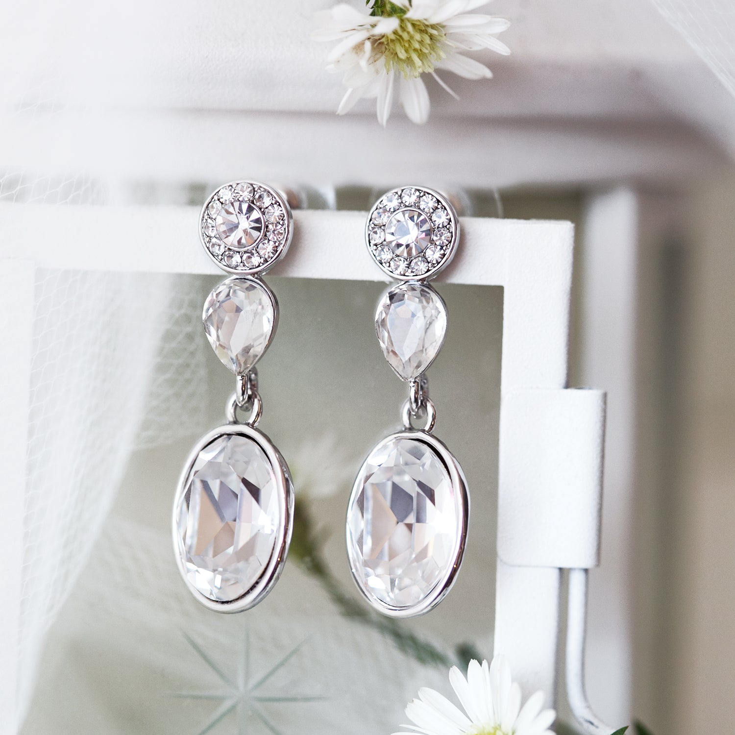 Astrid Swarovski Drop Earrings - Amy O. Bridal