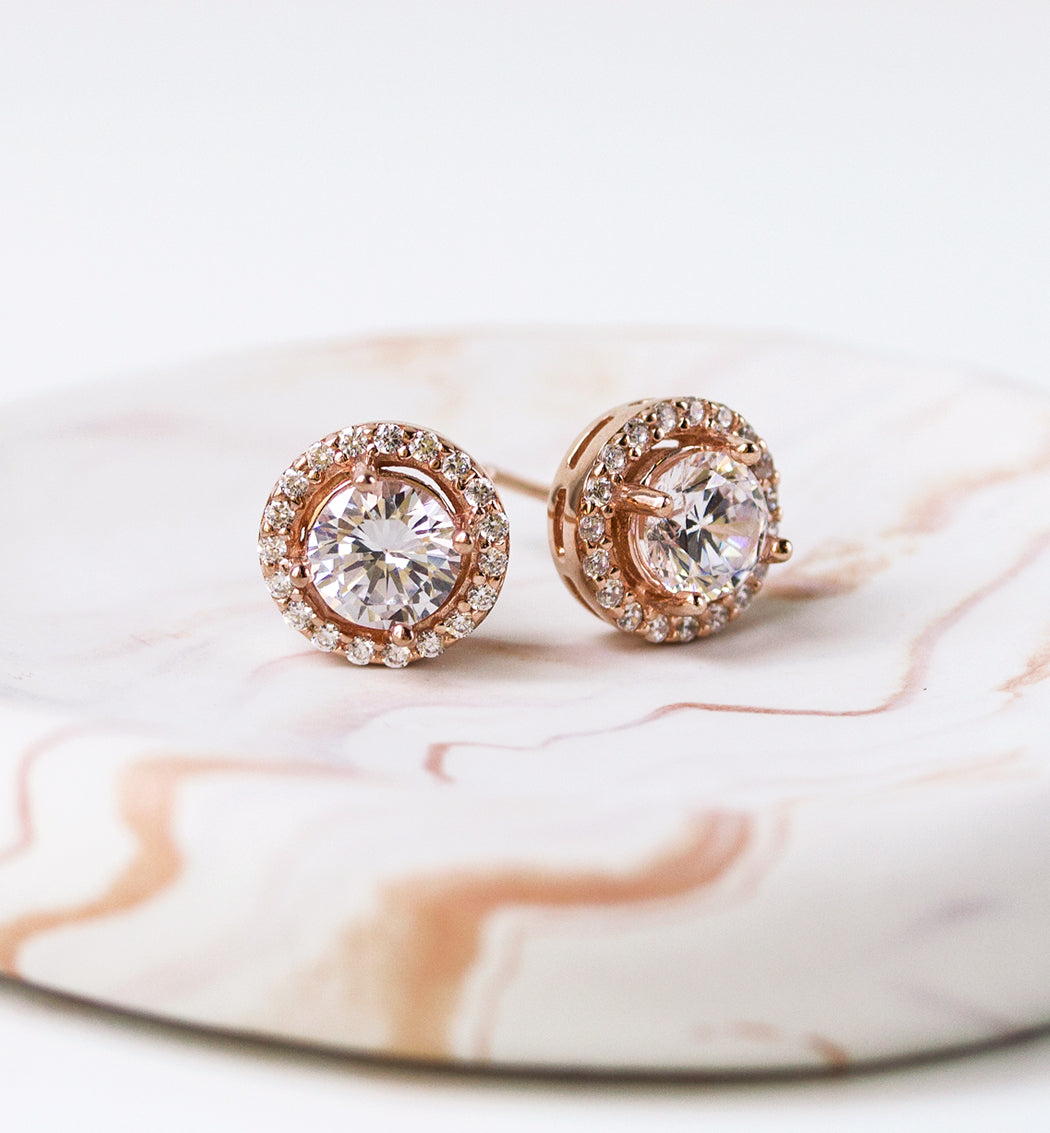 Sophia Halo Stud Earrings - Amy O. Bridal