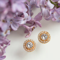 Bridesmaid Solitaire Halo Studs