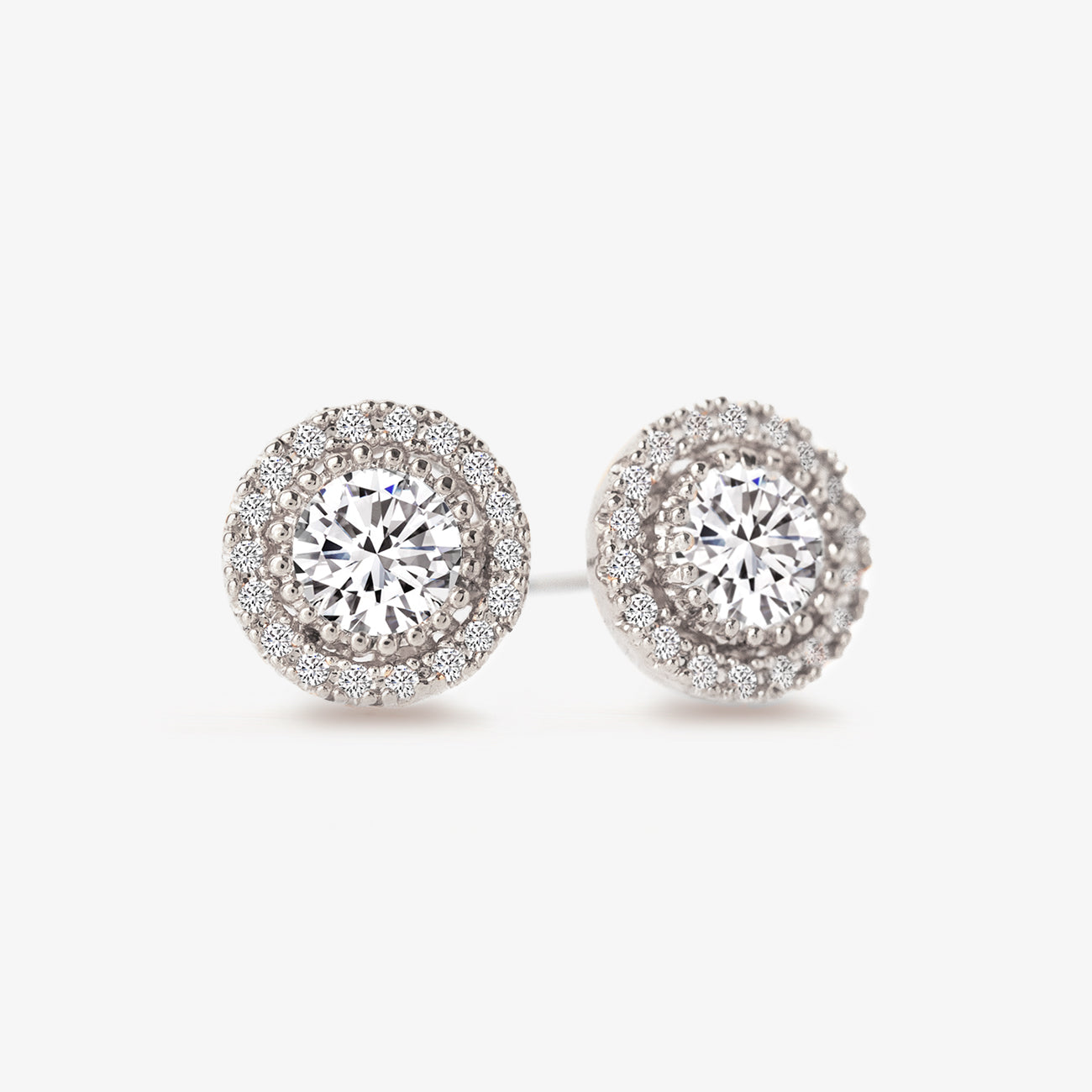 Bridesmaid Solitaire Halo Studs