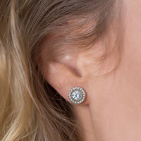 Bridesmaid Solitaire Halo Studs