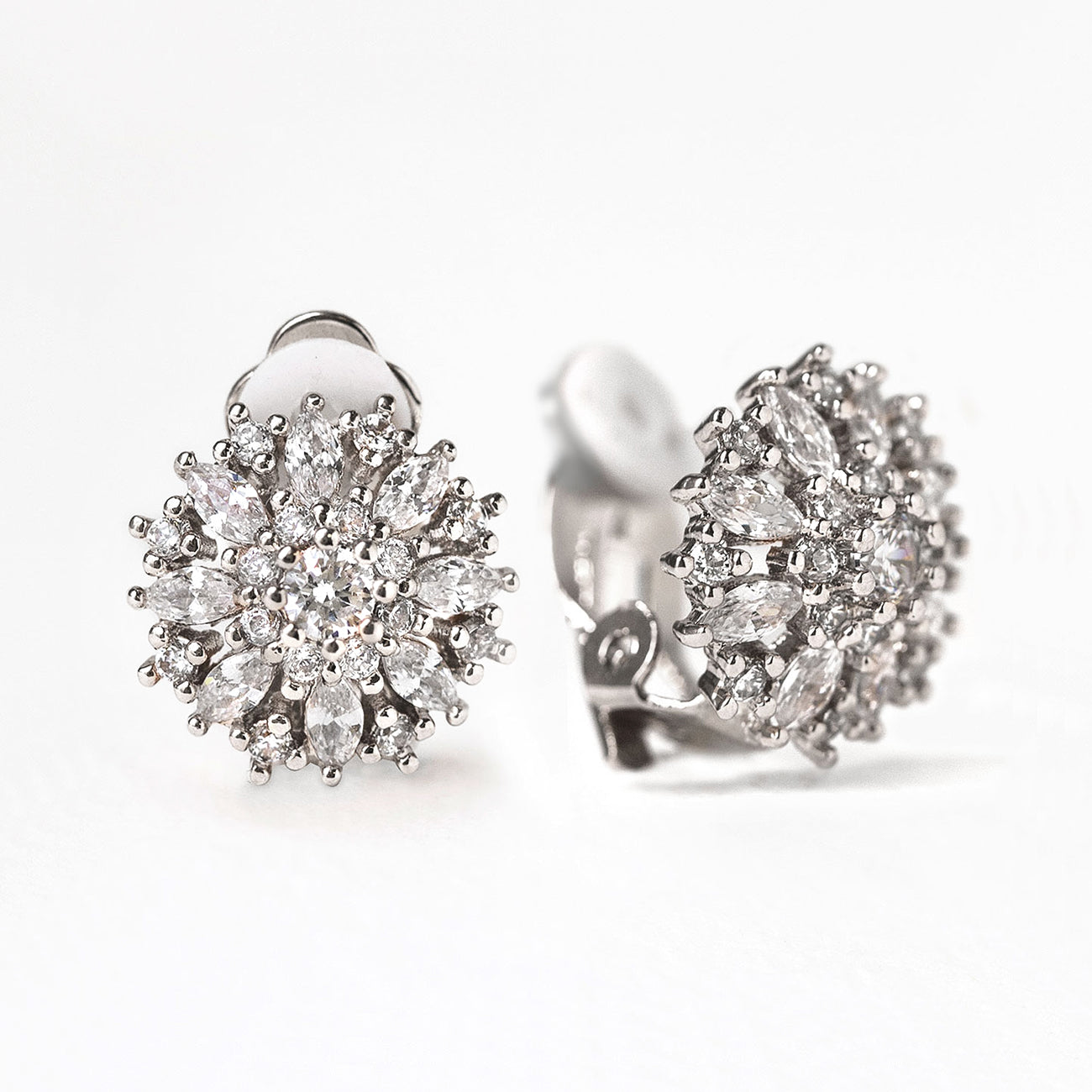 Ray Crystal Clip On Stud Earrings