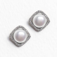 Perla Cushion Halo Stud Earrings - Amy O. Bridal