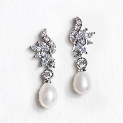 Vintage Marquise Pearl Drop Earrings