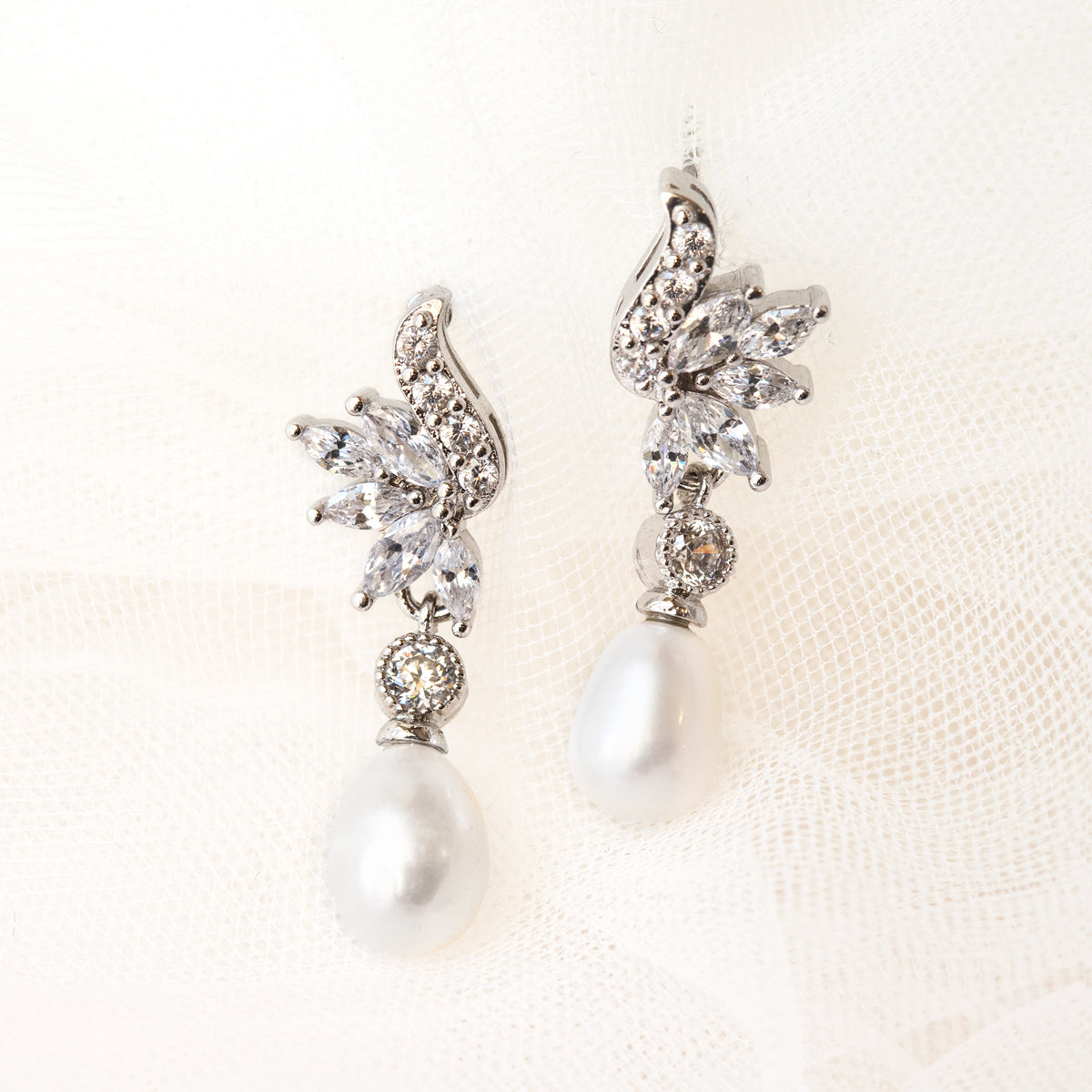 Marquise Vintage Pearl Drop Earrings - Amy O. Bridal