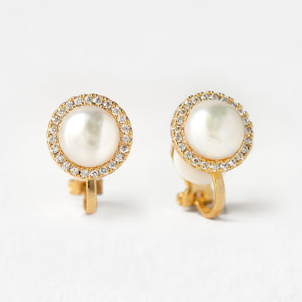 Pearl Stud Clip on Earrings