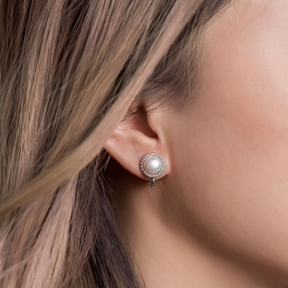 Pearl Stud Clip on Earrings