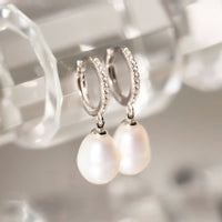 Freshwater Pearl Pave Hoops