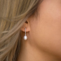 Freshwater Pearl Pave Hoops