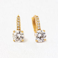 Tiny Solitaire Huggie Earrings