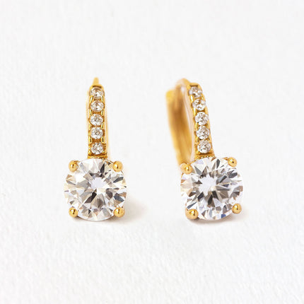 Tiny Solitaire Huggie Earrings