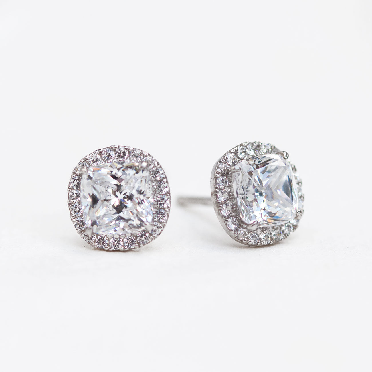 Cushion Halo Stud Earrings